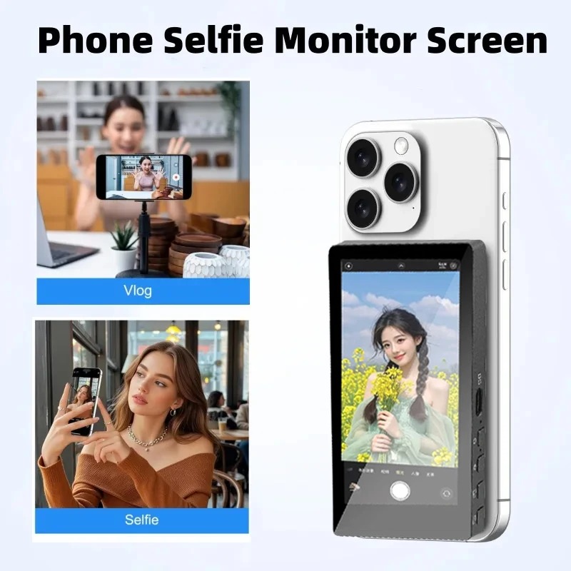 Home Cinema Wireless - หน้าจอไร้สายสำหรับกล้องมองหลัง สมาร์ทโฟน หน้าจอแม่เหล็กสำหรับถ่ายเซลฟี่ ใช้สำหรับวิดีโอบล็อก ไลฟ์สตรีม บันทึกวิดีโอ