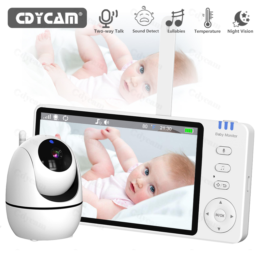 Home Cinema Wireless - วิดีโอเบบี้มอนิเตอร์พร้อมกล้องและเสียง, จอภาพขนาด 5 นิ้ว, ไม่มีอินเตอร์เน็ตไร้สาย, กล้องเด็กแบบหมุน-เอียง-ซูมระยะไกล,