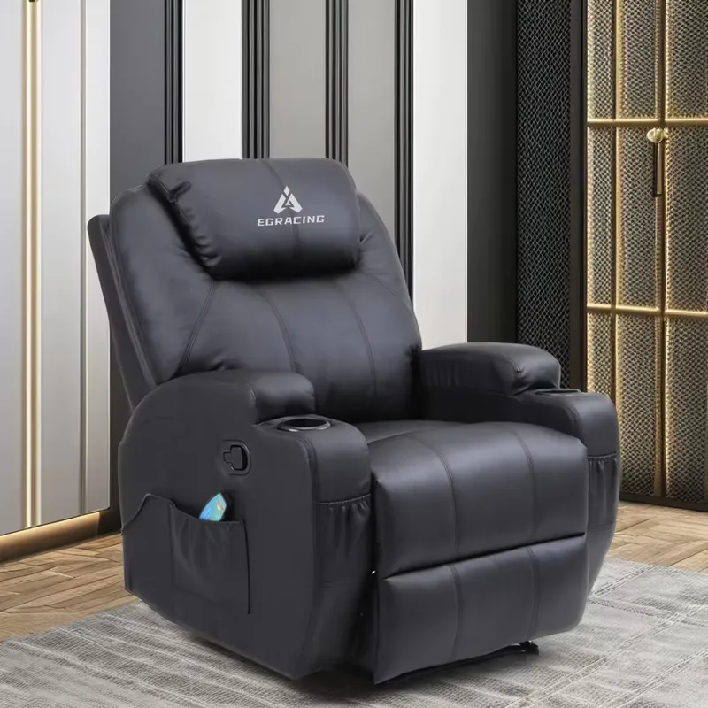 Home Cinema Chairs - เก้าอี้นั่งดูหนังแบบปรับเอนได้รุ่นโมเดิร์น หนังสังเคราะห์ พร้อมฟังก์ชันนวด ขยายได้ โครงโลหะ เหมาะสำหรับห้องนั่งเล่น